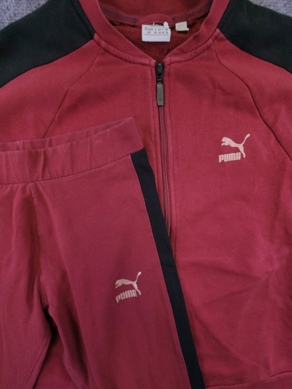 Puma Sports Tracksuit Girls Large Maroon Red Sweatshirt & Medium Leggings Logo